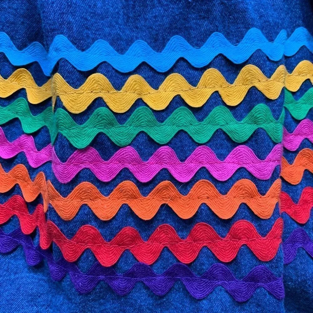 Vintage Maxi Skirt with Multicolor Ric Rac Trim - Picture 7 of 9